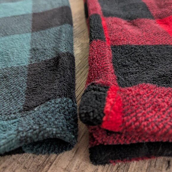 Weekend Edition - Pajama Pants Lounge Fluffy Buffalo Check Red & Green 2 pairs - Picture 7 of 13